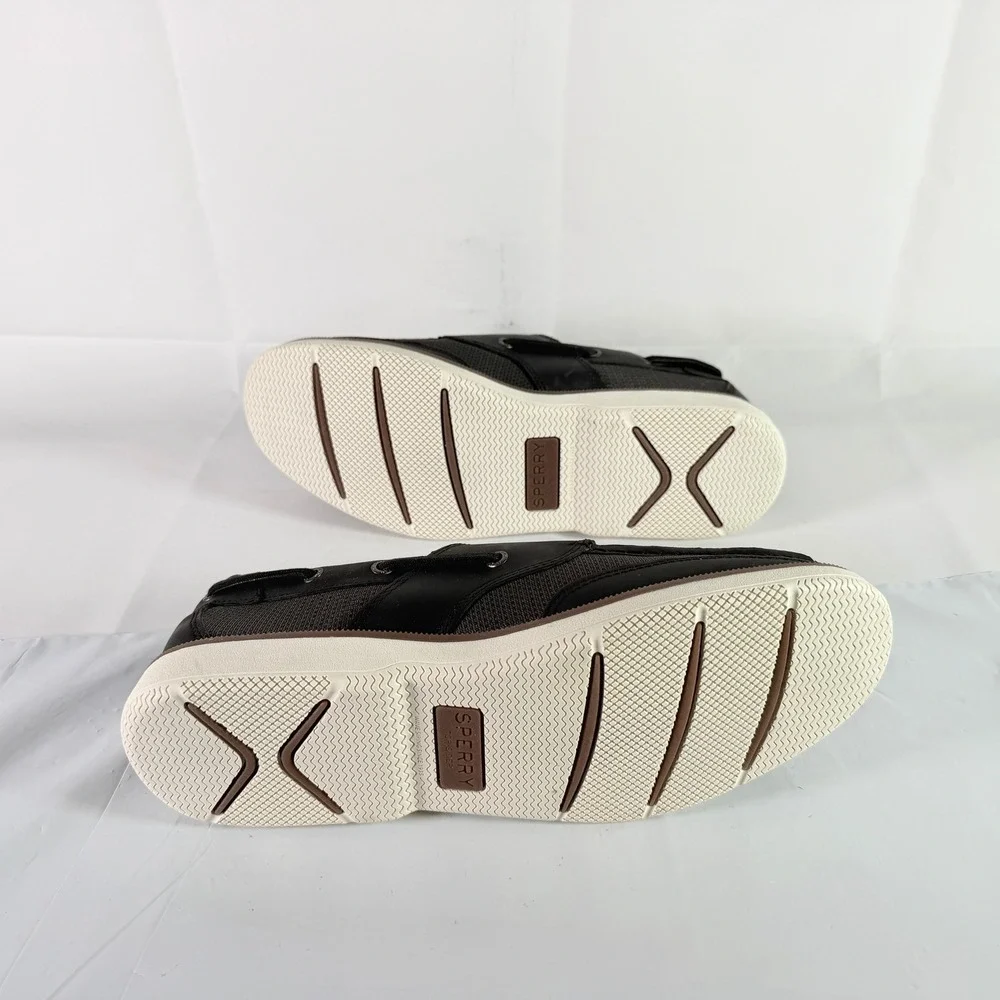 Sperry Surveyor‎ 2-Eye Black Leather Men Boat Shoes 11.5 M
